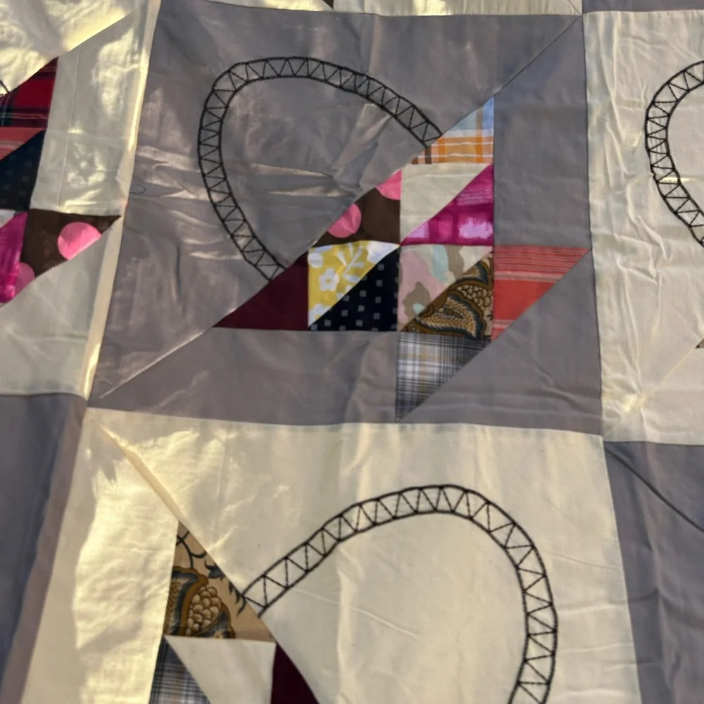 Queen Size Handmade Gray Quilt Top 86”x86”